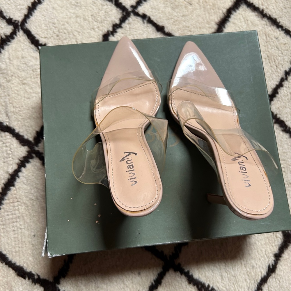 Vivianly Nude Pointed Toe Heels